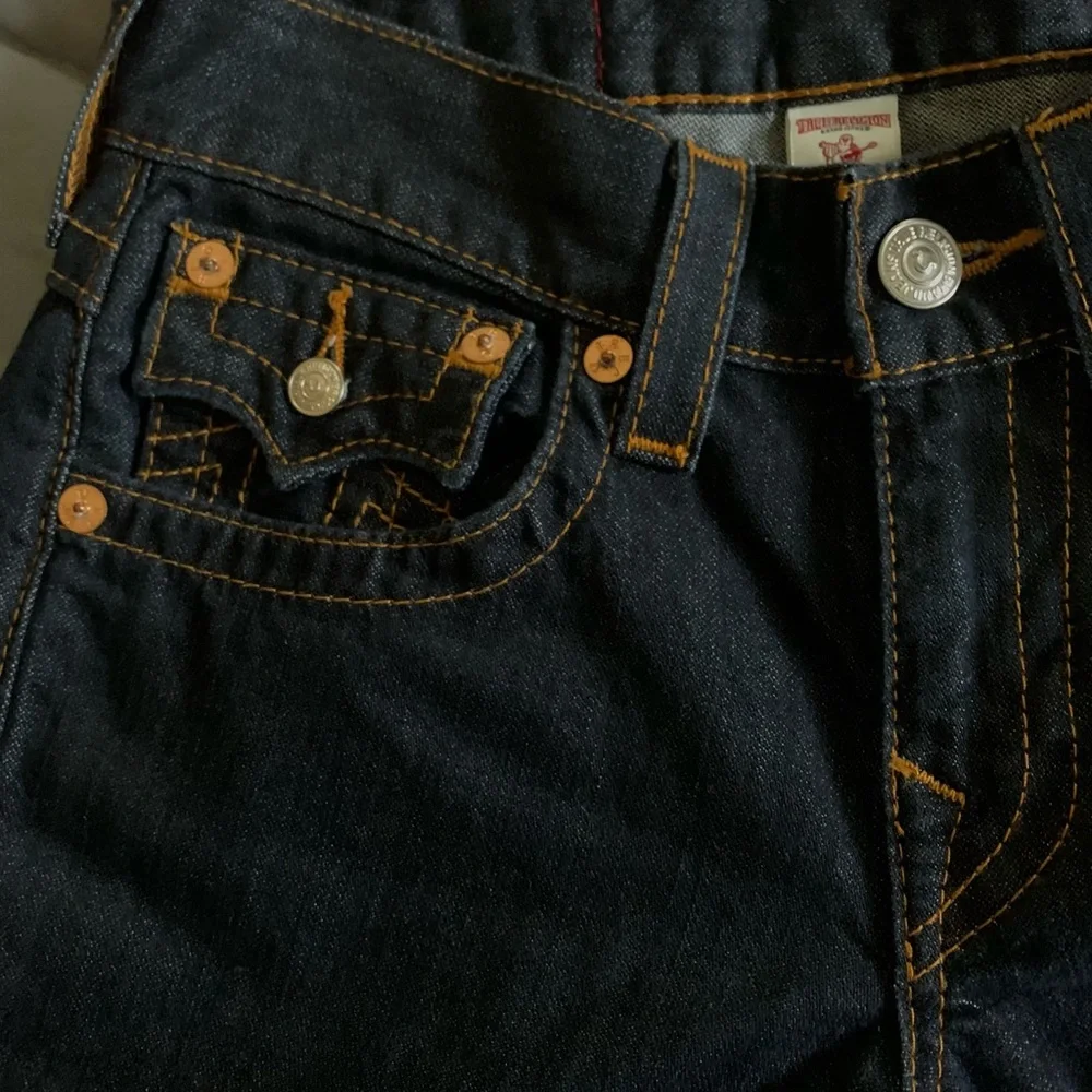True Religion 28 x 28 Blue Denim Jeans World Tour straight 27 dark Ankle NEW - Picture 12 of 13
